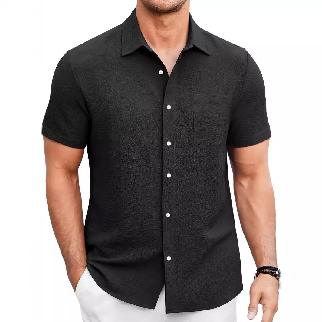 Men's Summer Solid Color Short Sleeve Shirt