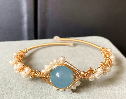 Handmade Sapphire Pearl Bracelet