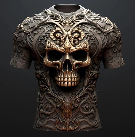 Men's 3D Skull Pattern Printed T-shirt