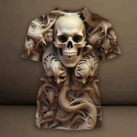 Men's 3D Skull Pattern Printed T-shirt