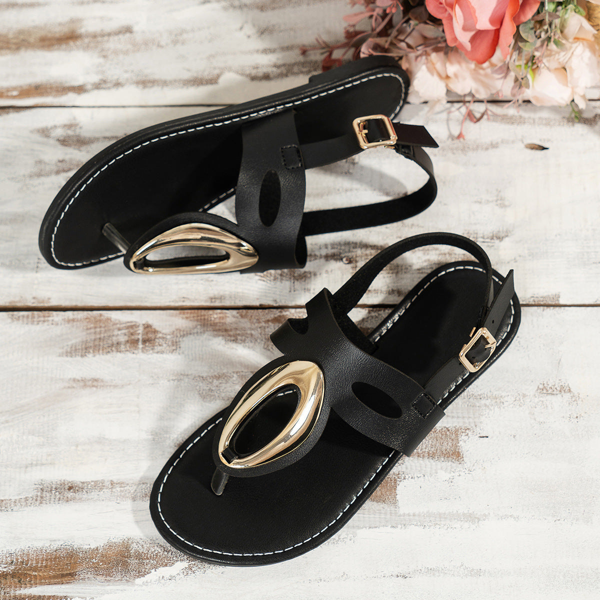 Metal Buckle Casual Sandals