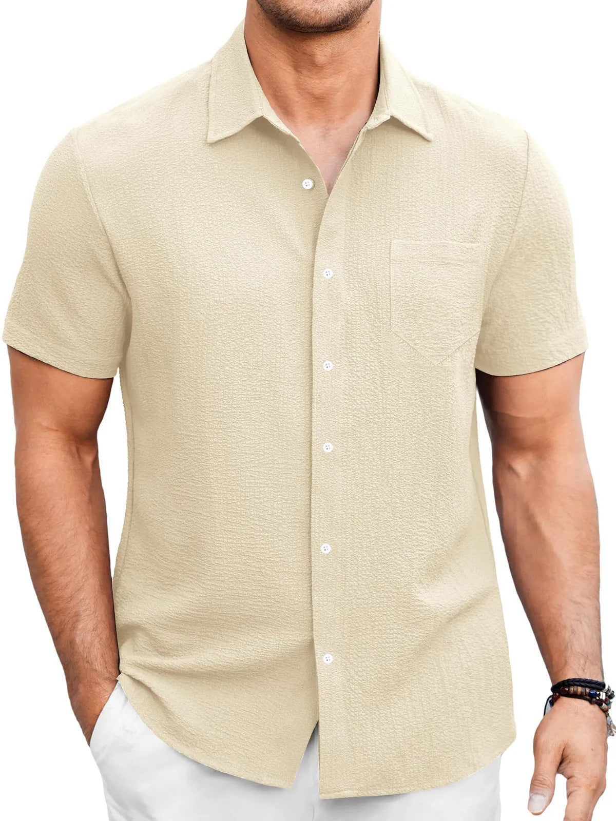 Men's Summer Solid Color Short Sleeve Shirt