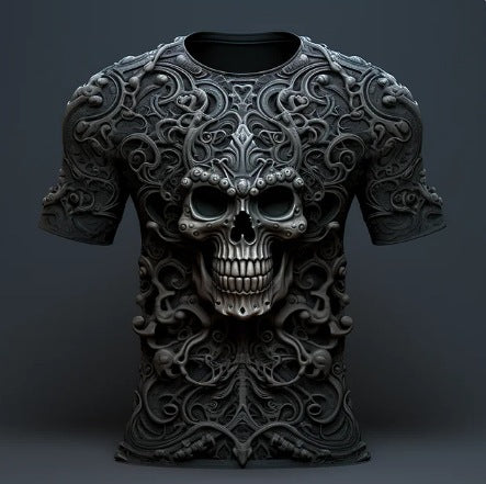 Men's 3D Skull Pattern Printed T-shirt