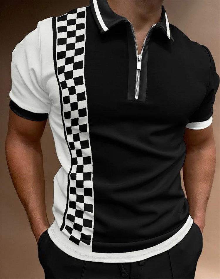 Casual Print  Zipper POLO Shirt