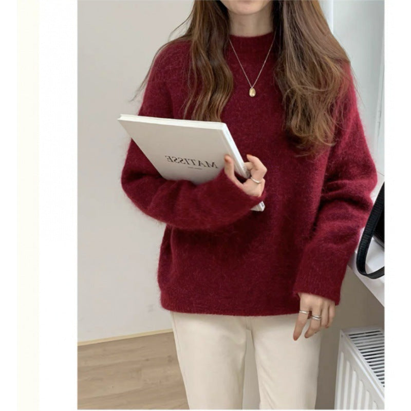 Round Neck Pullover Knitted Sweater