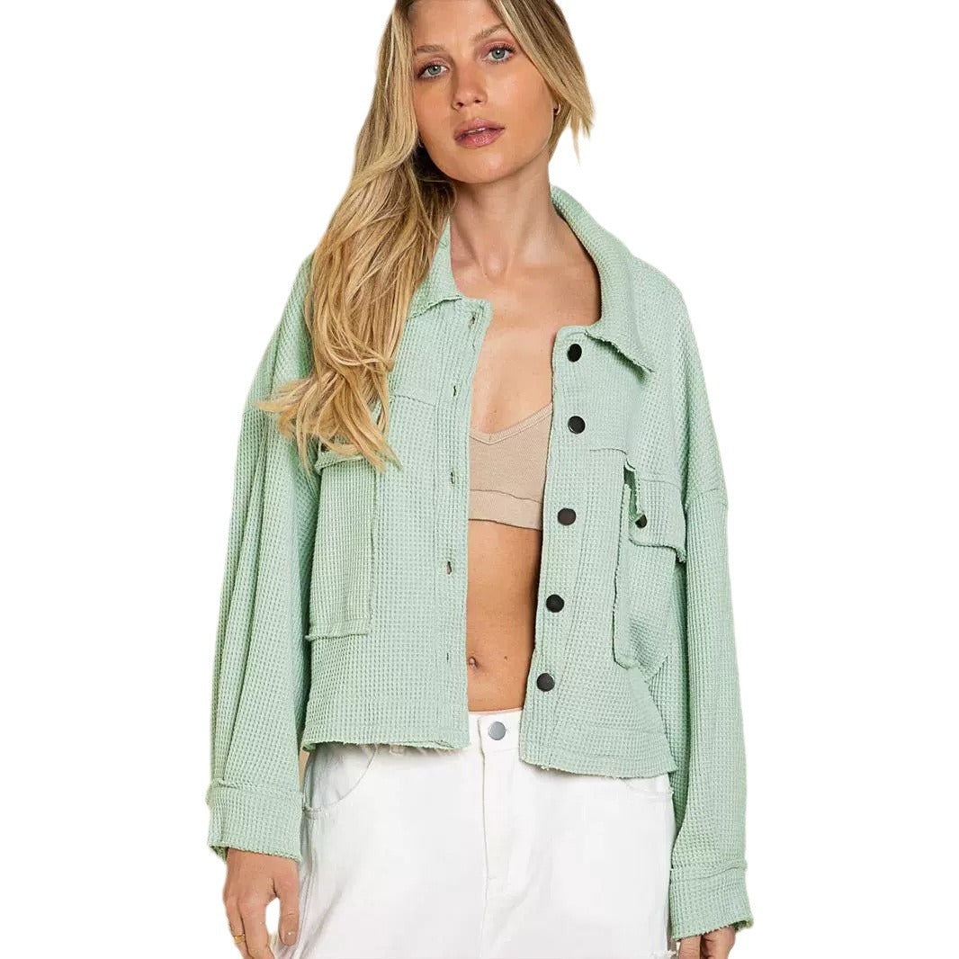 Women's Waffle Cardigan Top Coat