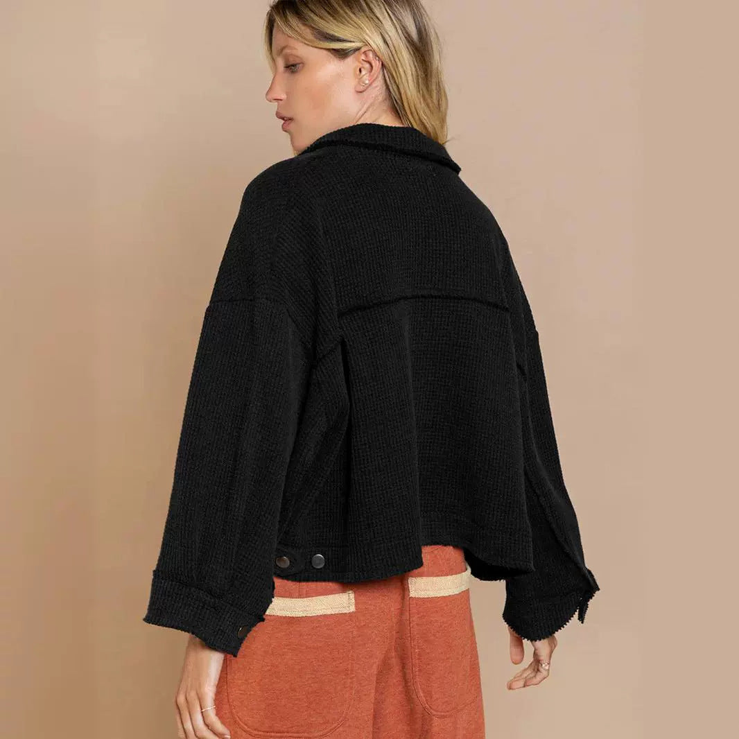 Women's Waffle Cardigan Top Coat