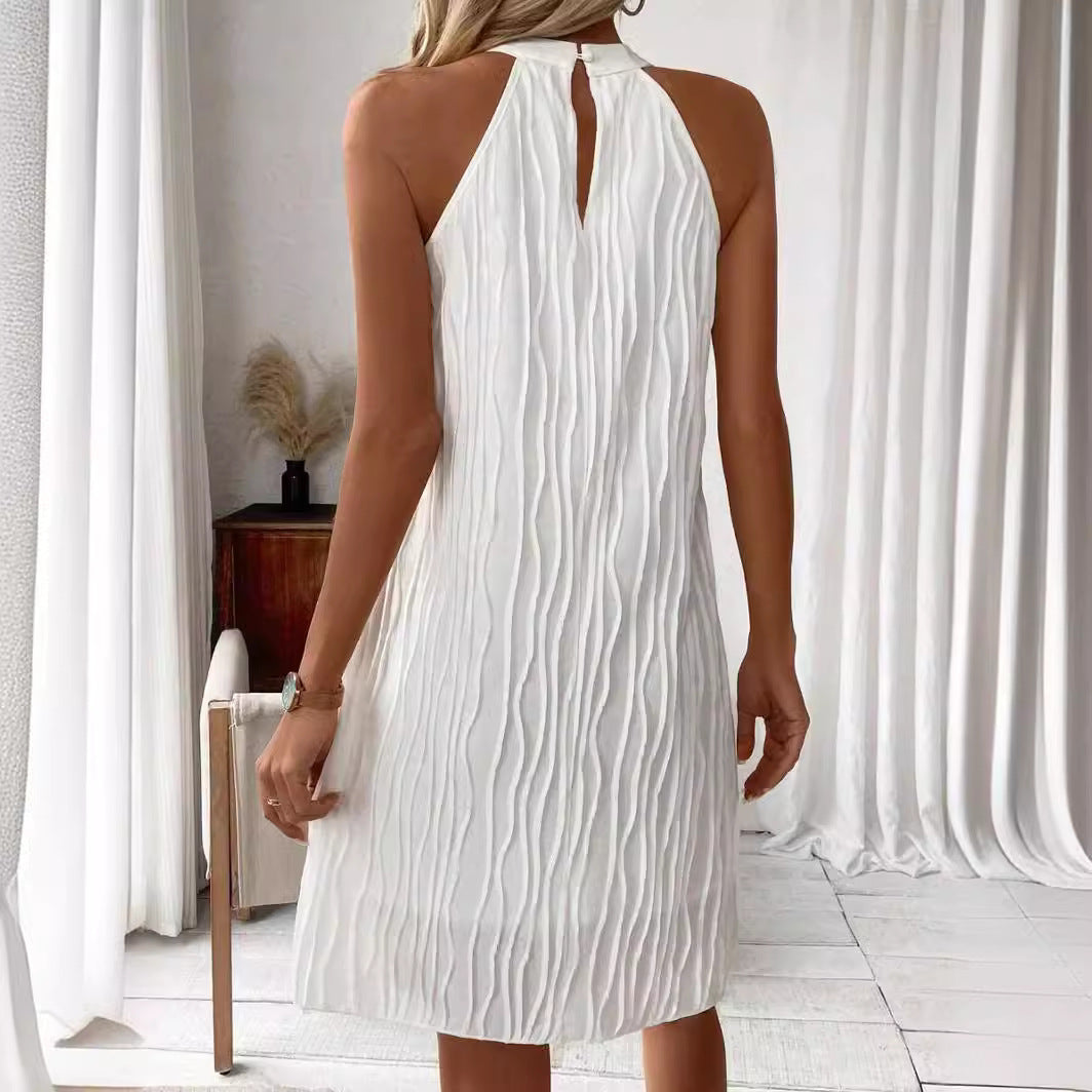 Women's Pure Color Backless Dress