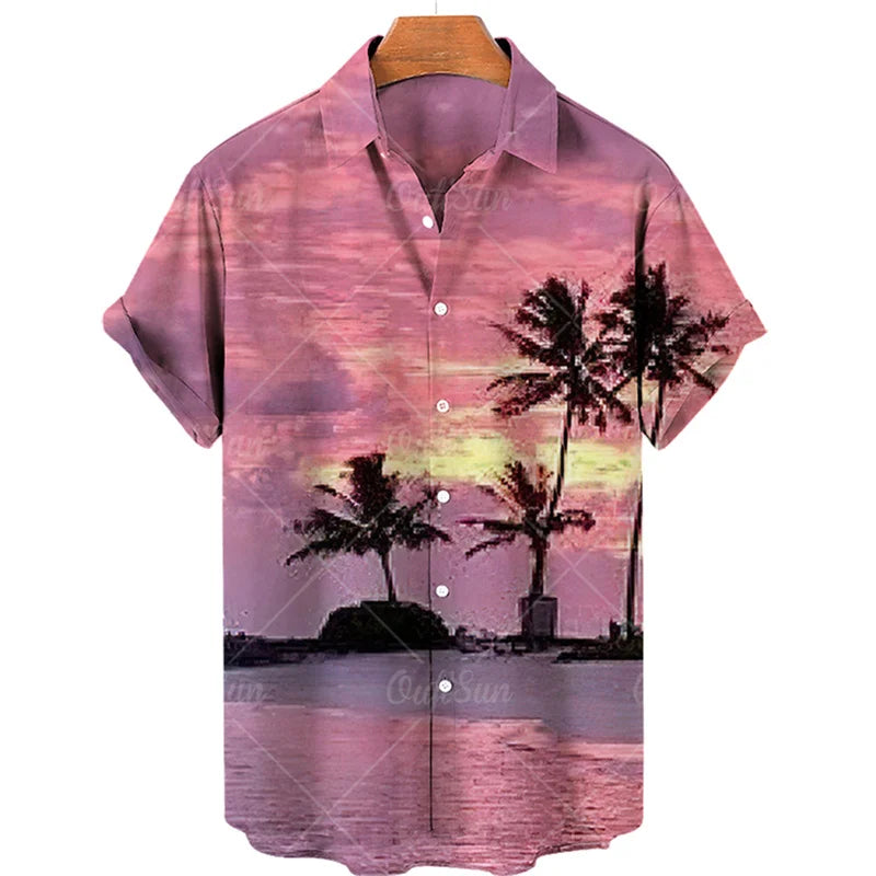 Men's Summer Sunset Floral Hawaiian Shirt