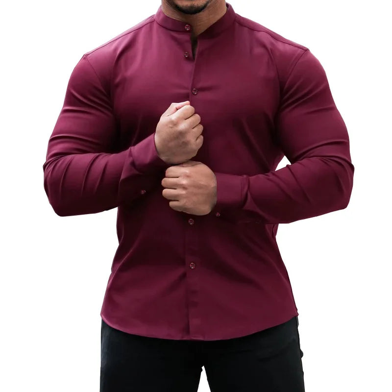 Men's Casual Micro-elastic Long Sleeve Shirt