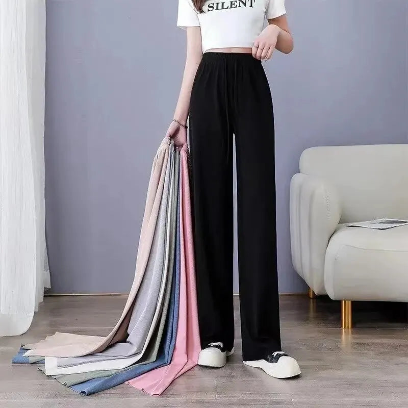 Women High Waist Loose Straight Casual Pants