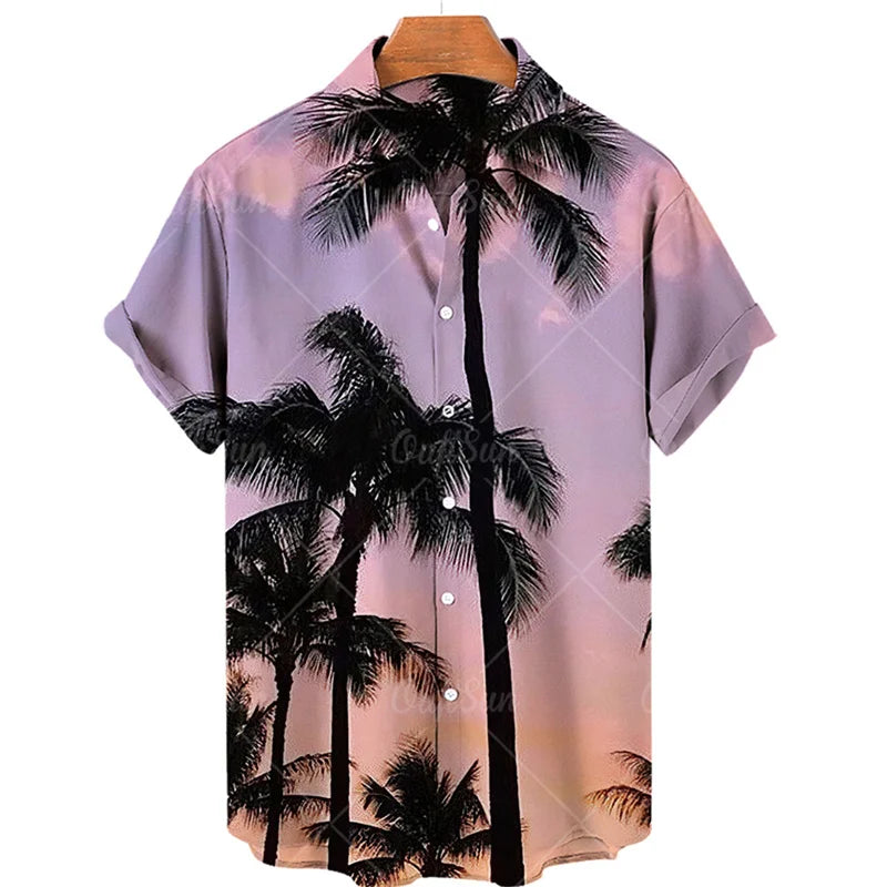 Men's Summer Sunset Floral Hawaiian Shirt