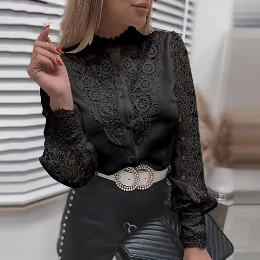 Lace Shirts Long Sleeve Top Women