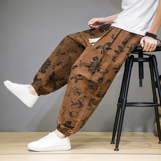 Men Spring Summer Thin Cotton Linen Pants