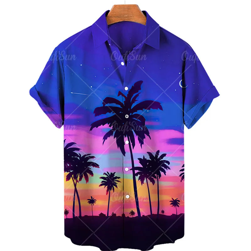 Men's Summer Sunset Floral Hawaiian Shirt