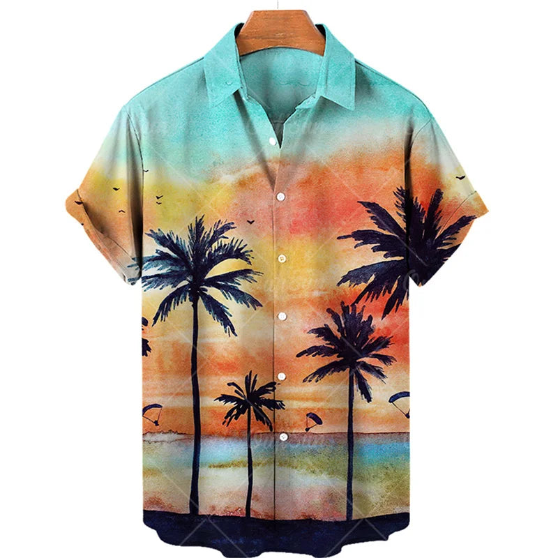 Men's Summer Sunset Floral Hawaiian Shirt