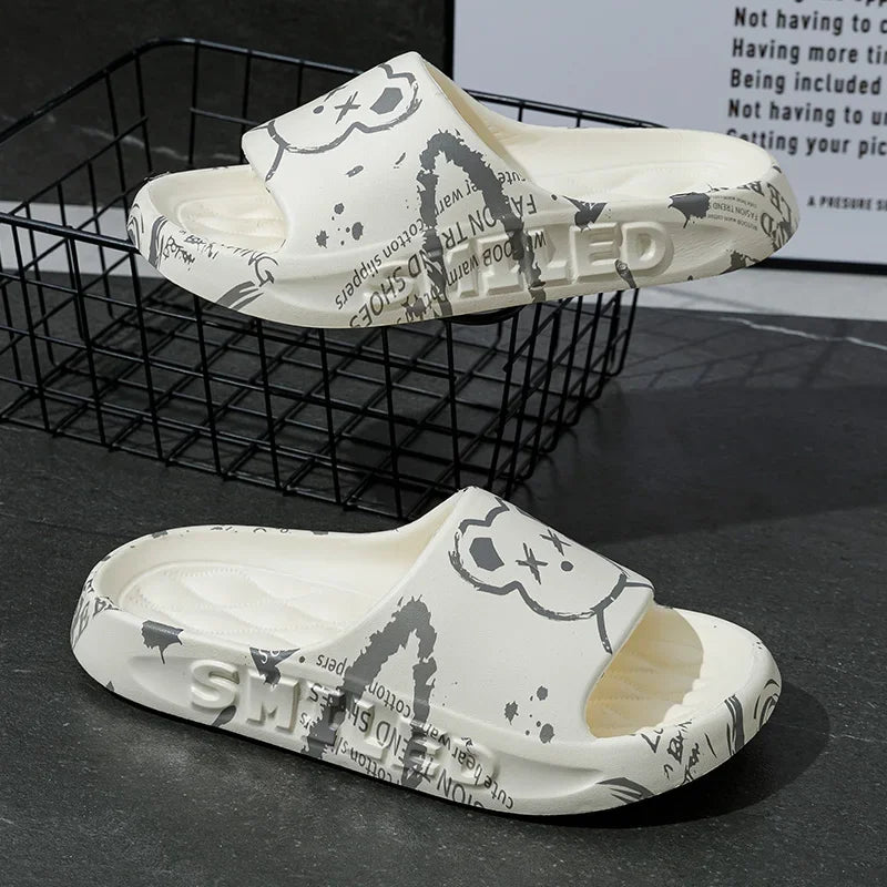 Trendy Cartoon Printed Soft Soled Slippers