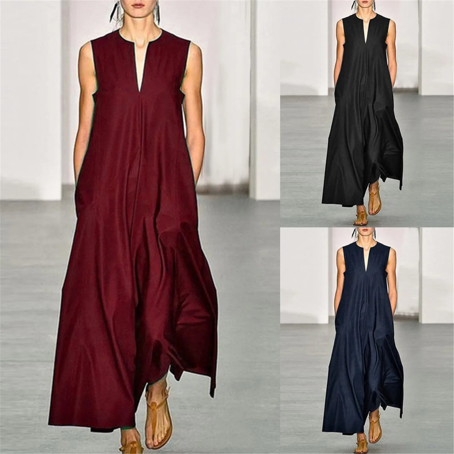 Solid Color Summer Maxi Dress