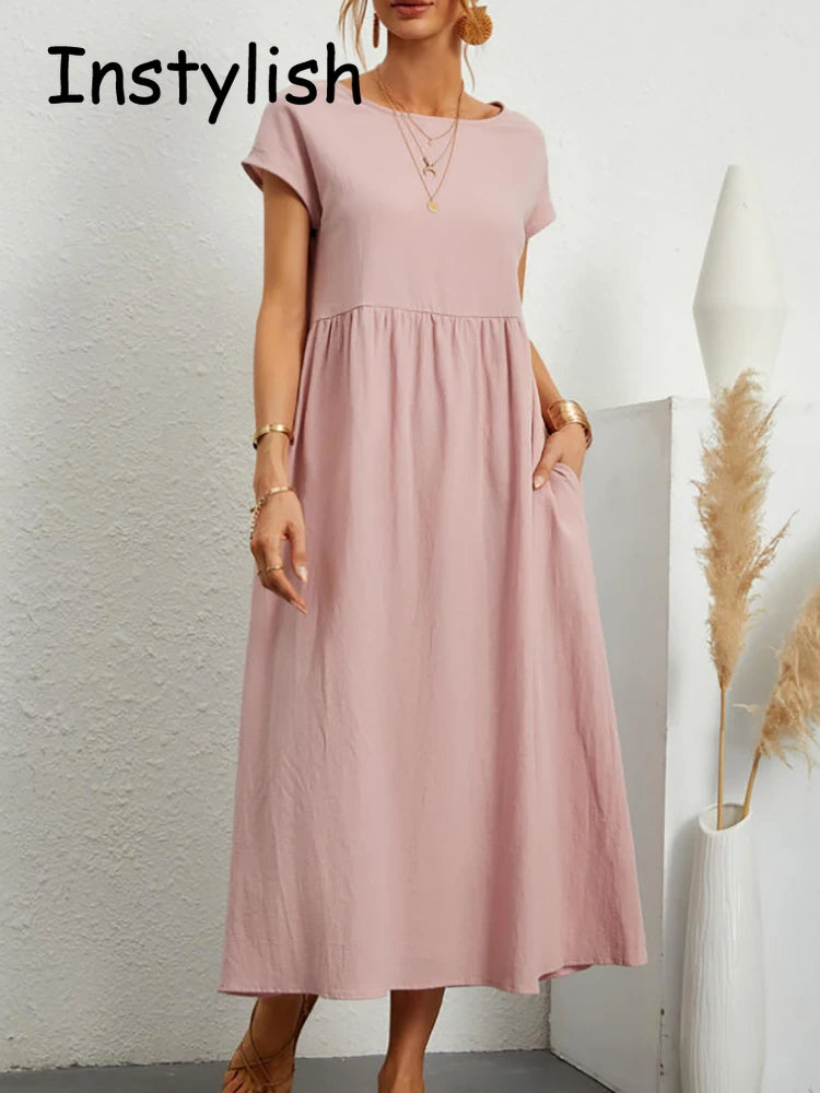 Women Elegant Solid Maxi Dress