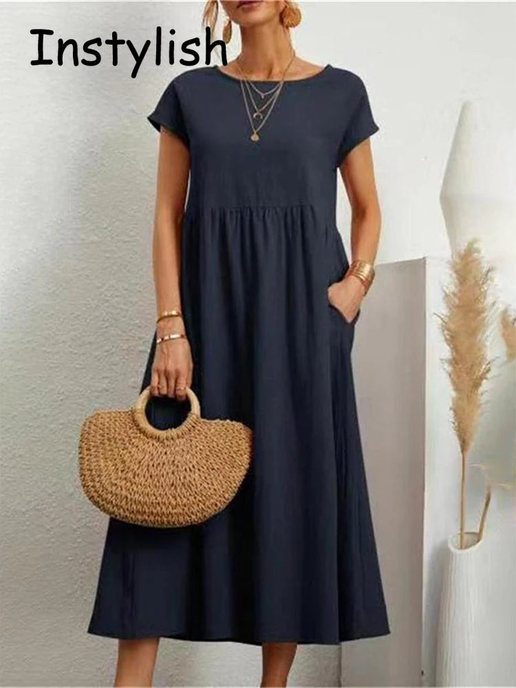 Women Elegant Solid Maxi Dress