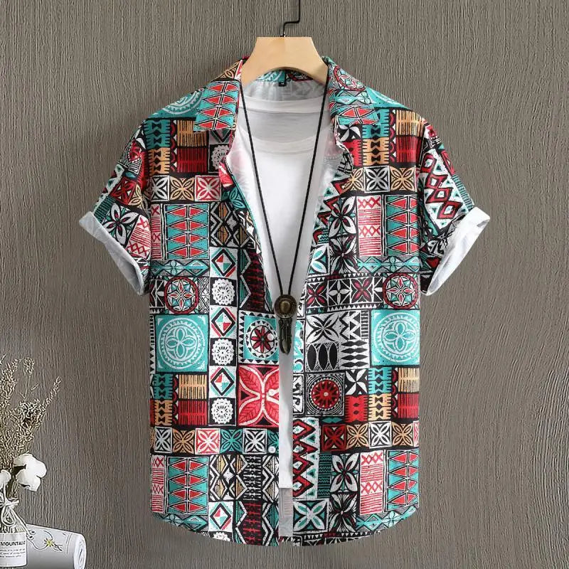 Summer Men's Casual Hawaiian Floral Shirt