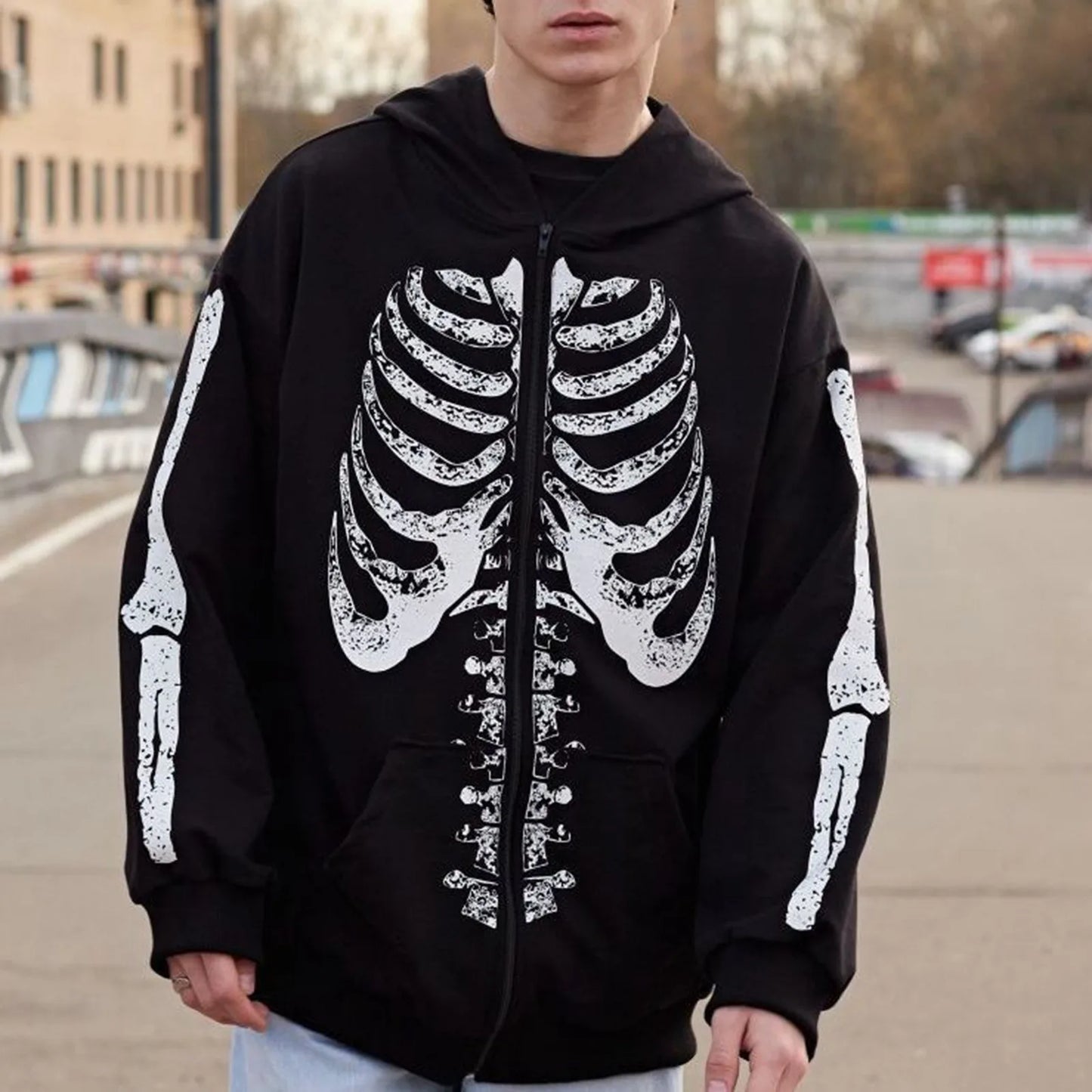 Gothic Skeleton Oversized Hoodie