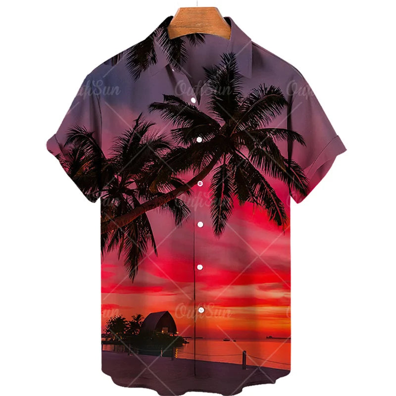 Men's Summer Sunset Floral Hawaiian Shirt