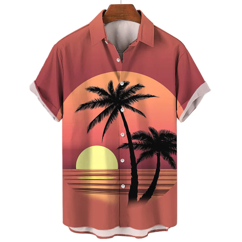 Men's Summer Sunset Floral Hawaiian Shirt