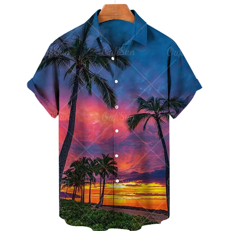 Men's Summer Sunset Floral Hawaiian Shirt