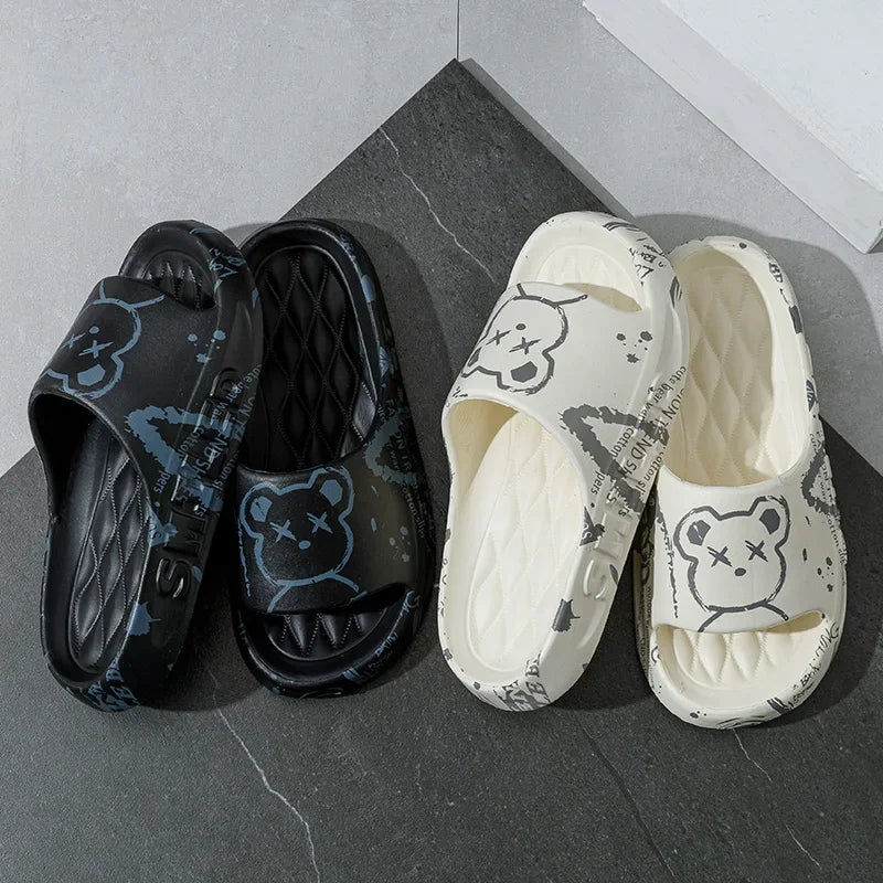 Trendy Cartoon Printed Soft Soled Slippers