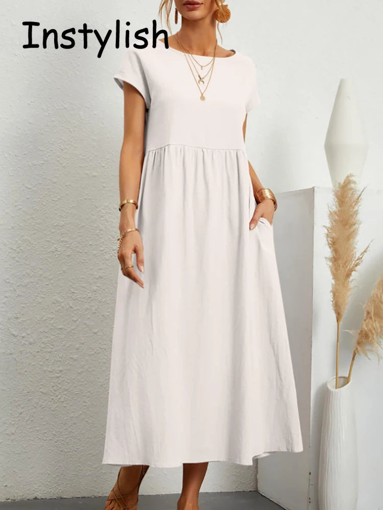 Women Elegant Solid Maxi Dress