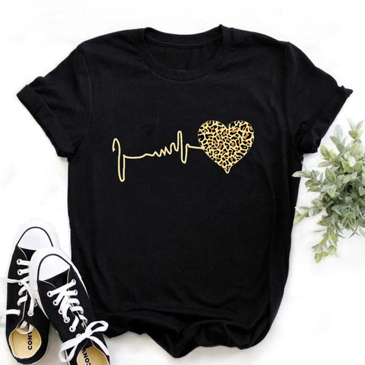 Summer Leopard Heartbeat Women's T-Shirt