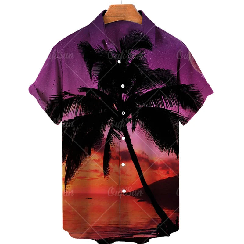 Men's Summer Sunset Floral Hawaiian Shirt