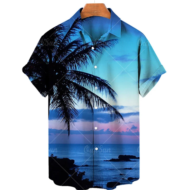 Men's Summer Sunset Floral Hawaiian Shirt