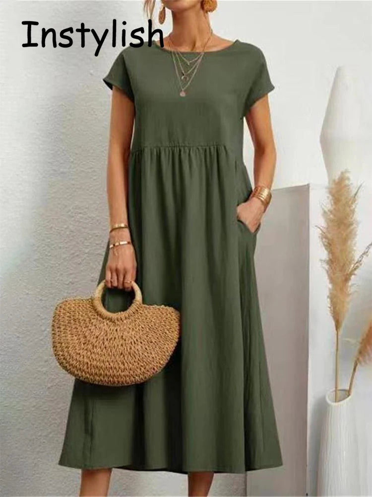 Women Elegant Solid Maxi Dress