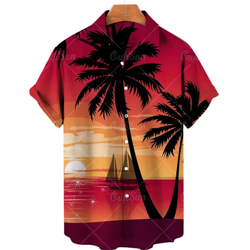 Men's Summer Sunset Floral Hawaiian Shirt