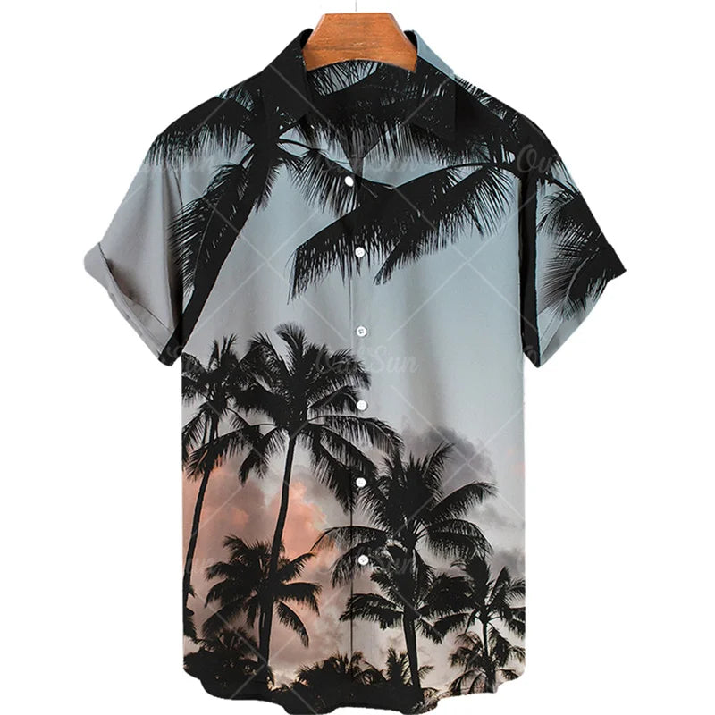 Men's Summer Sunset Floral Hawaiian Shirt