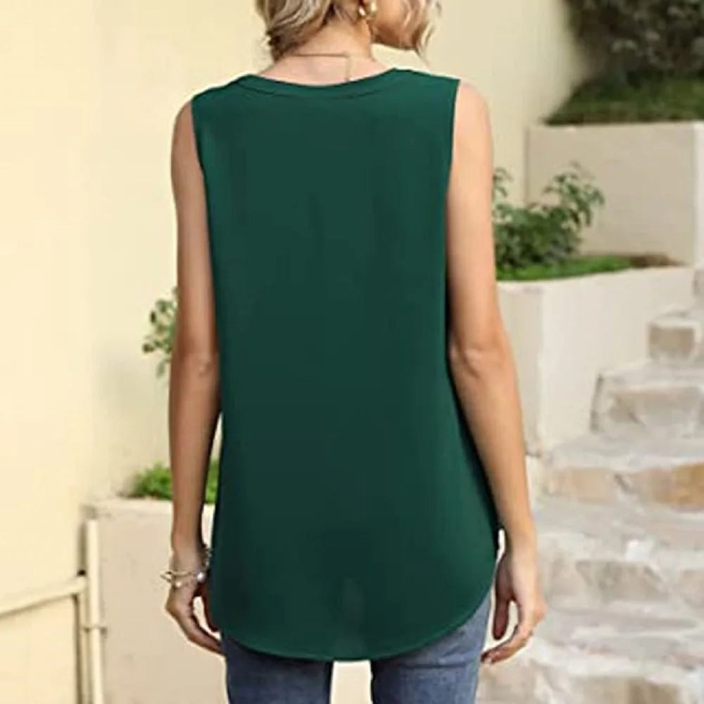 Spring/Summer Women's Solid Color V-Neck