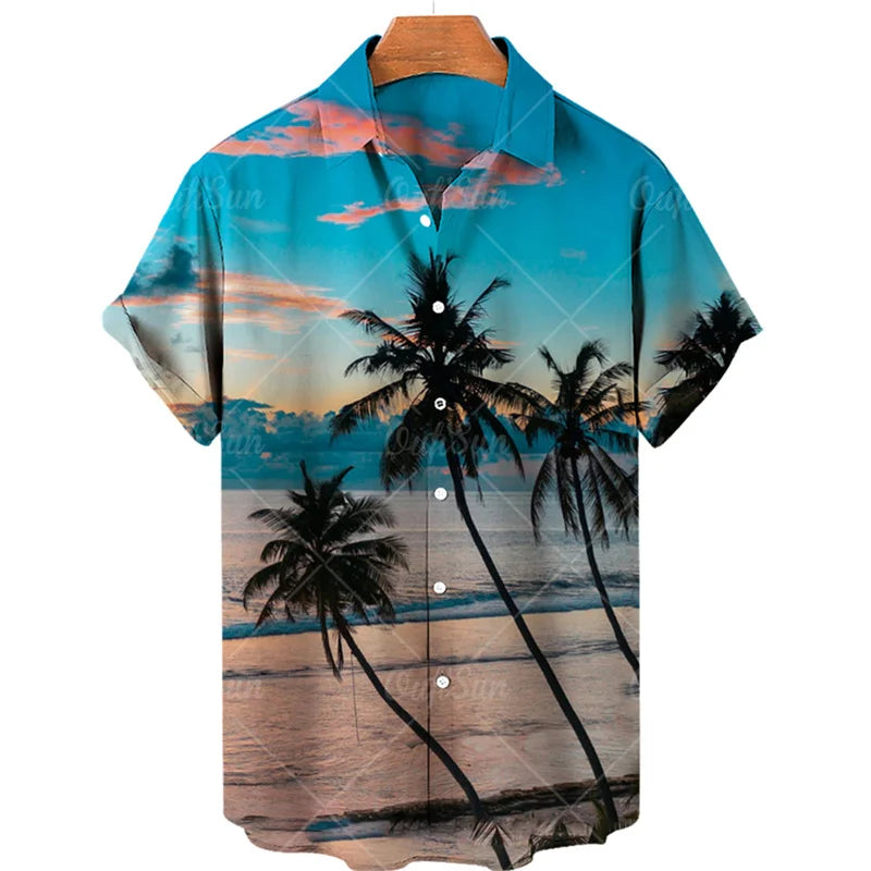 Men's Summer Sunset Floral Hawaiian Shirt