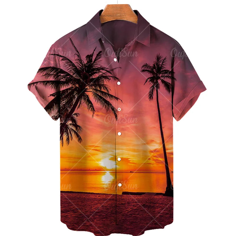 Men's Summer Sunset Floral Hawaiian Shirt