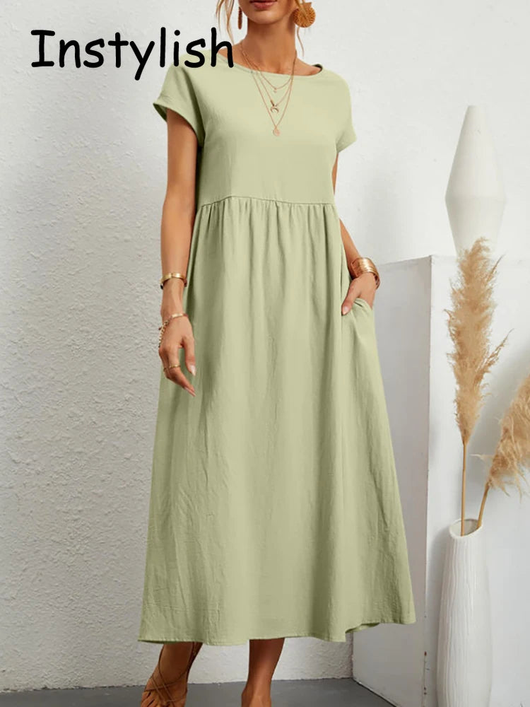 Women Elegant Solid Maxi Dress