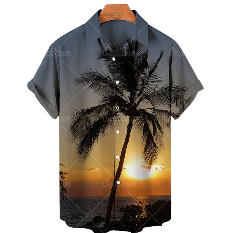 Men's Summer Sunset Floral Hawaiian Shirt