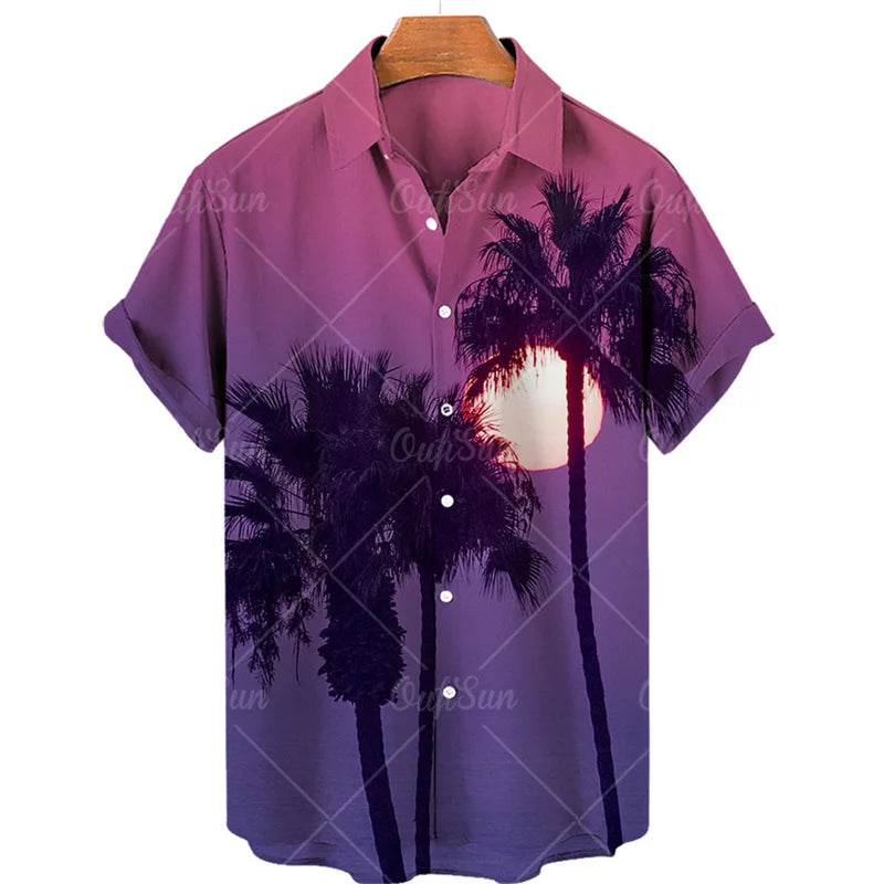 Men's Summer Sunset Floral Hawaiian Shirt