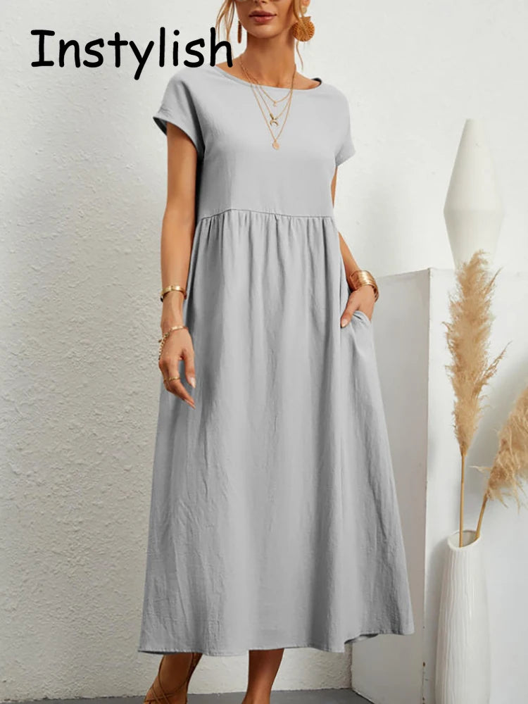 Women Elegant Solid Maxi Dress