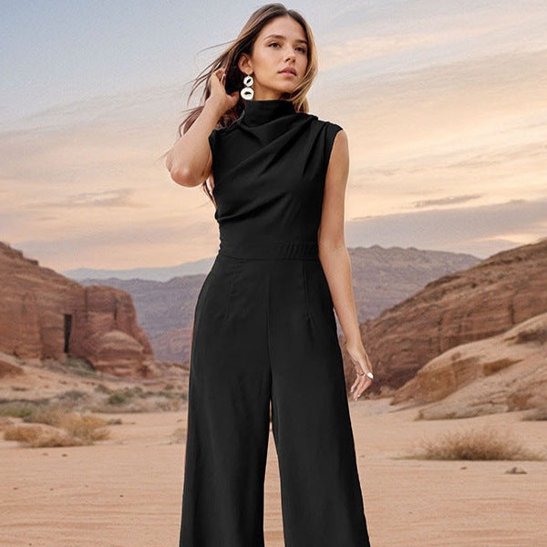 Casual Sleeveless Solid Color Jumpsuit