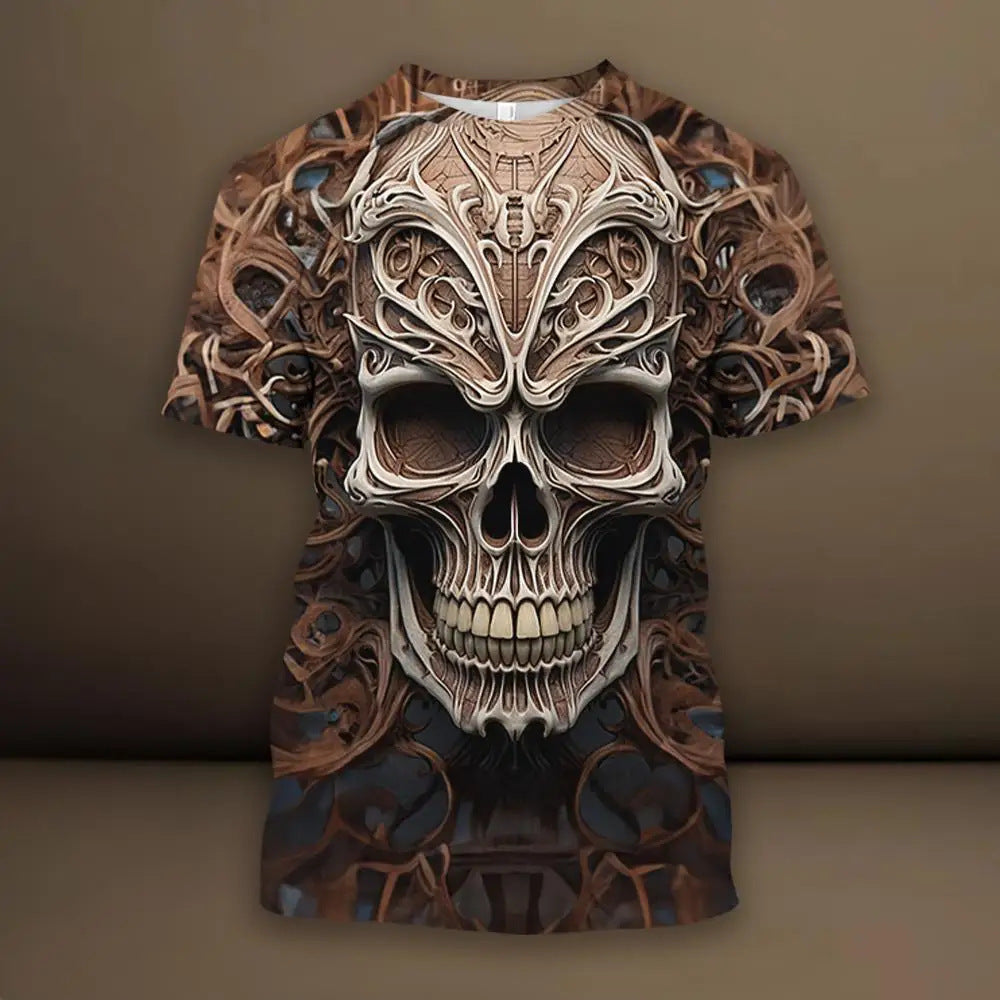 Men's 3D Skull Pattern Printed T-shirt