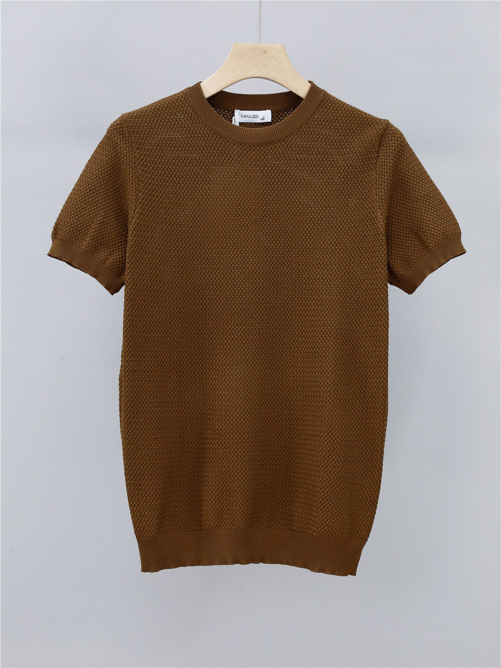 Summer Men's Knitted Round Neck T-shirt