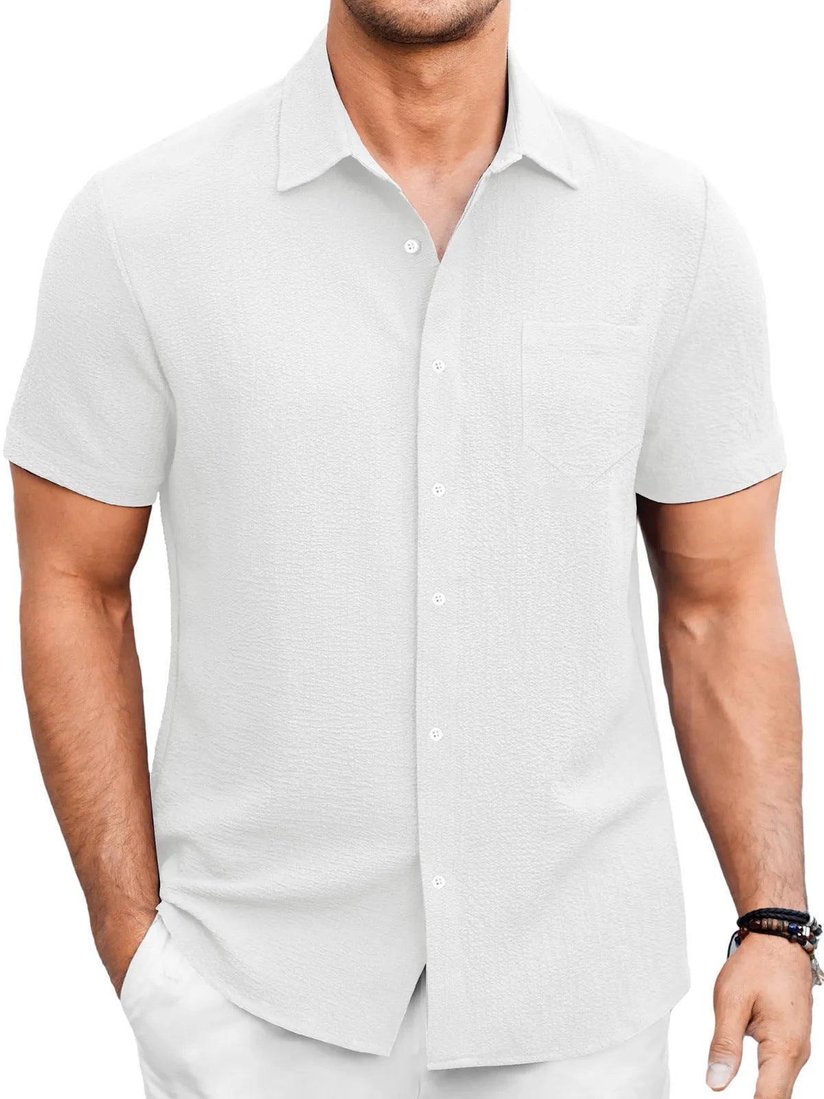 Men's Summer Solid Color Short Sleeve Shirt