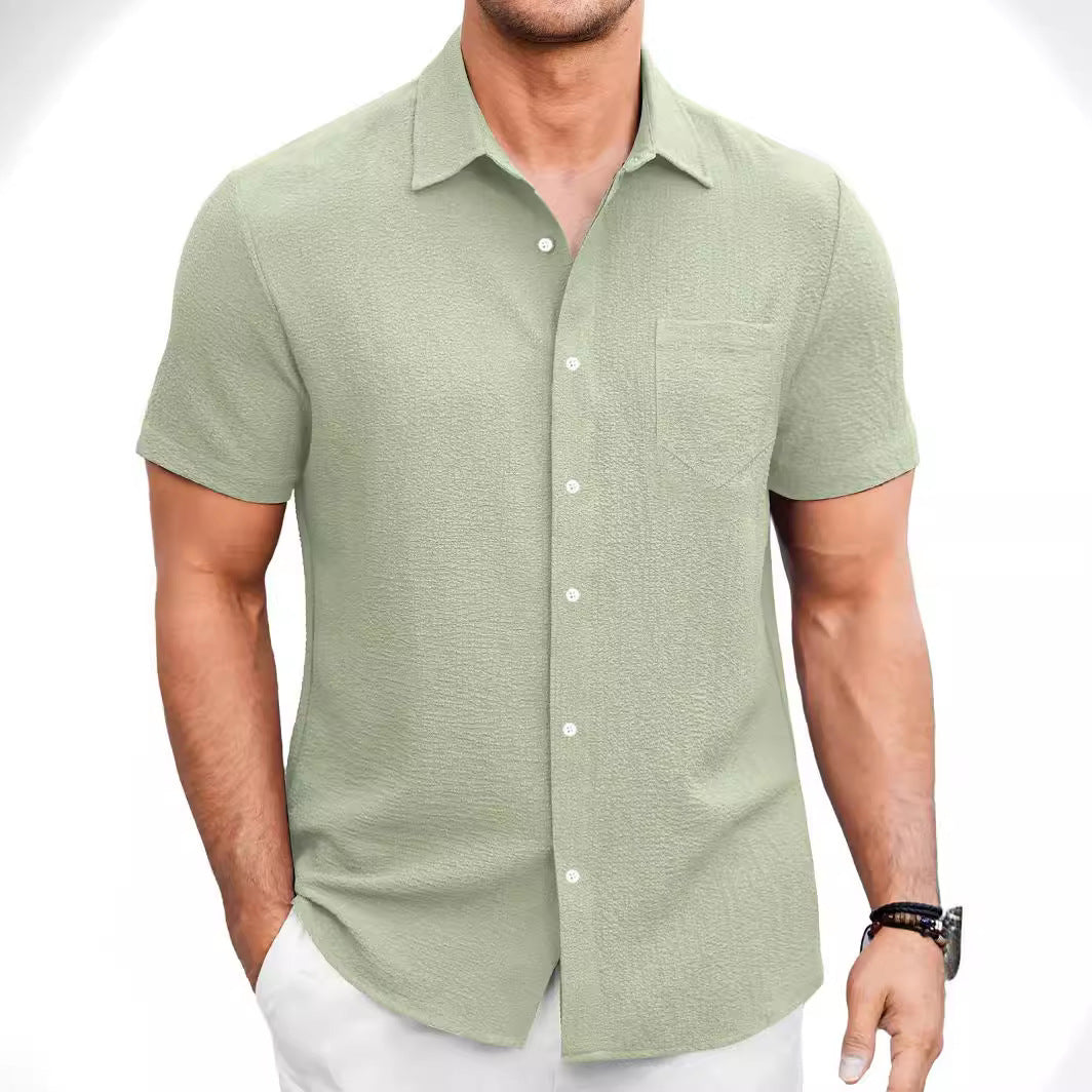 Men's Summer Solid Color Short Sleeve Shirt