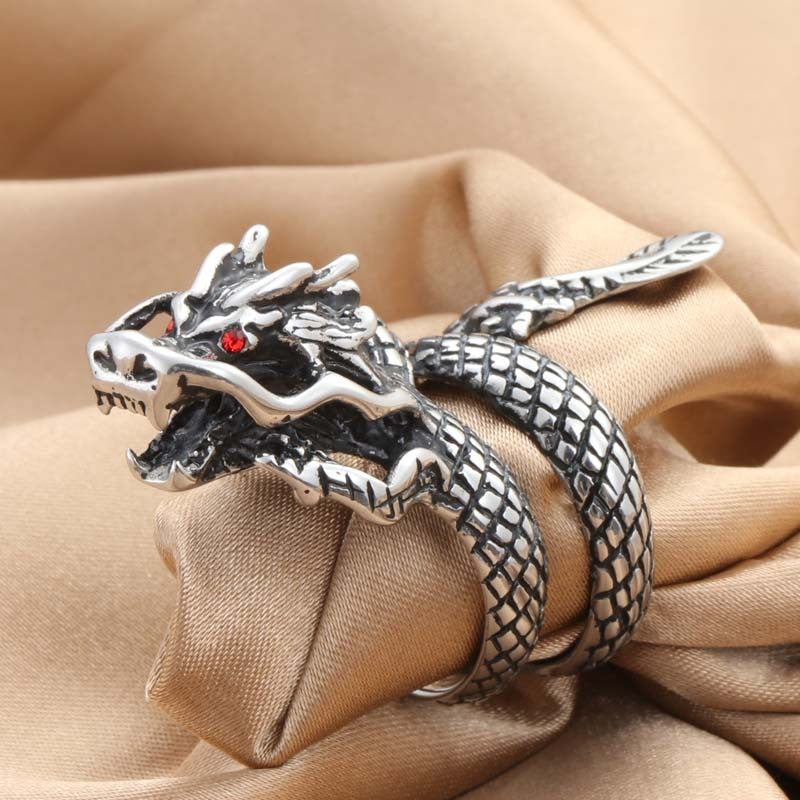 Vintage Pure Silver Divine Dragon Ring